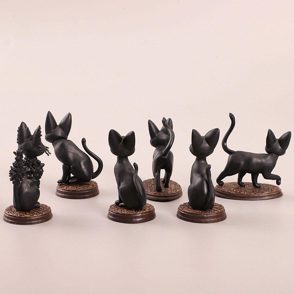 NEEDWAY Kucing Hitam Action Figure Hadiah DIY Anak Micro Landscape Anime Mainan Lucu Dekorasi Rumah Patung Kecil Ornamen