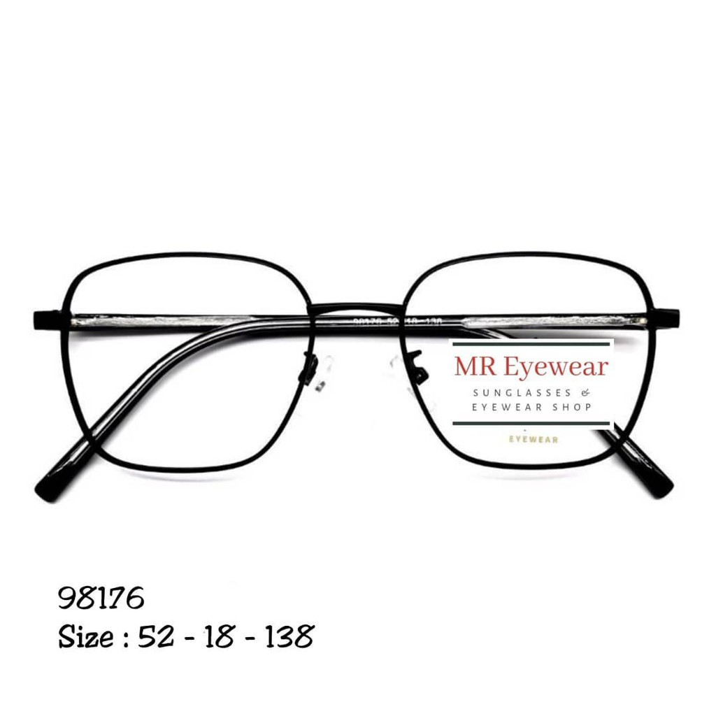 Frame Kacamata Kotak Besi 98176 (Photochromic, Blueray, Bluechromic, Essilor, Antiradiasi)