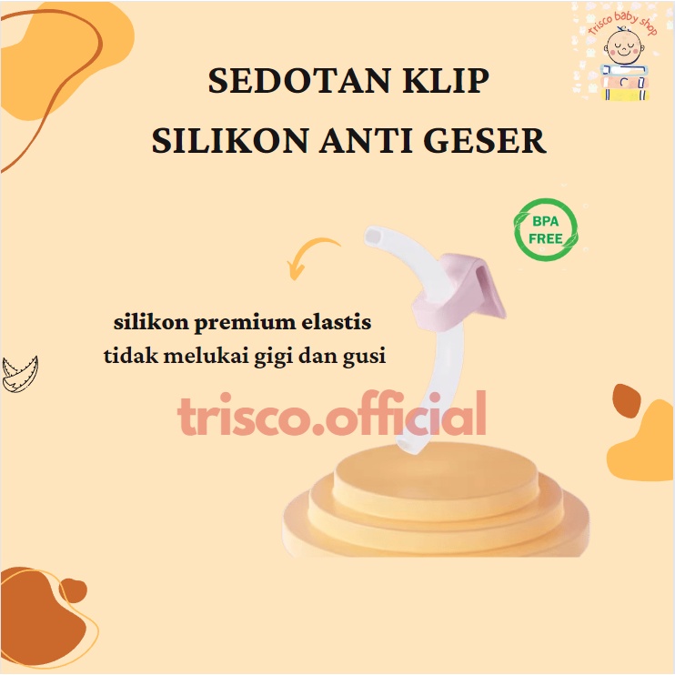 Sedotan Klip Straw and Clip Anak Silikon Elastis Anti Geser Anti Tumpah