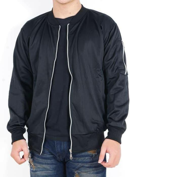 JAKET BOMBER PRIA/BOMBER JAKET/JAKET BOMBER ARMY/JAKET PARASUT PRIA - HITAM, XL