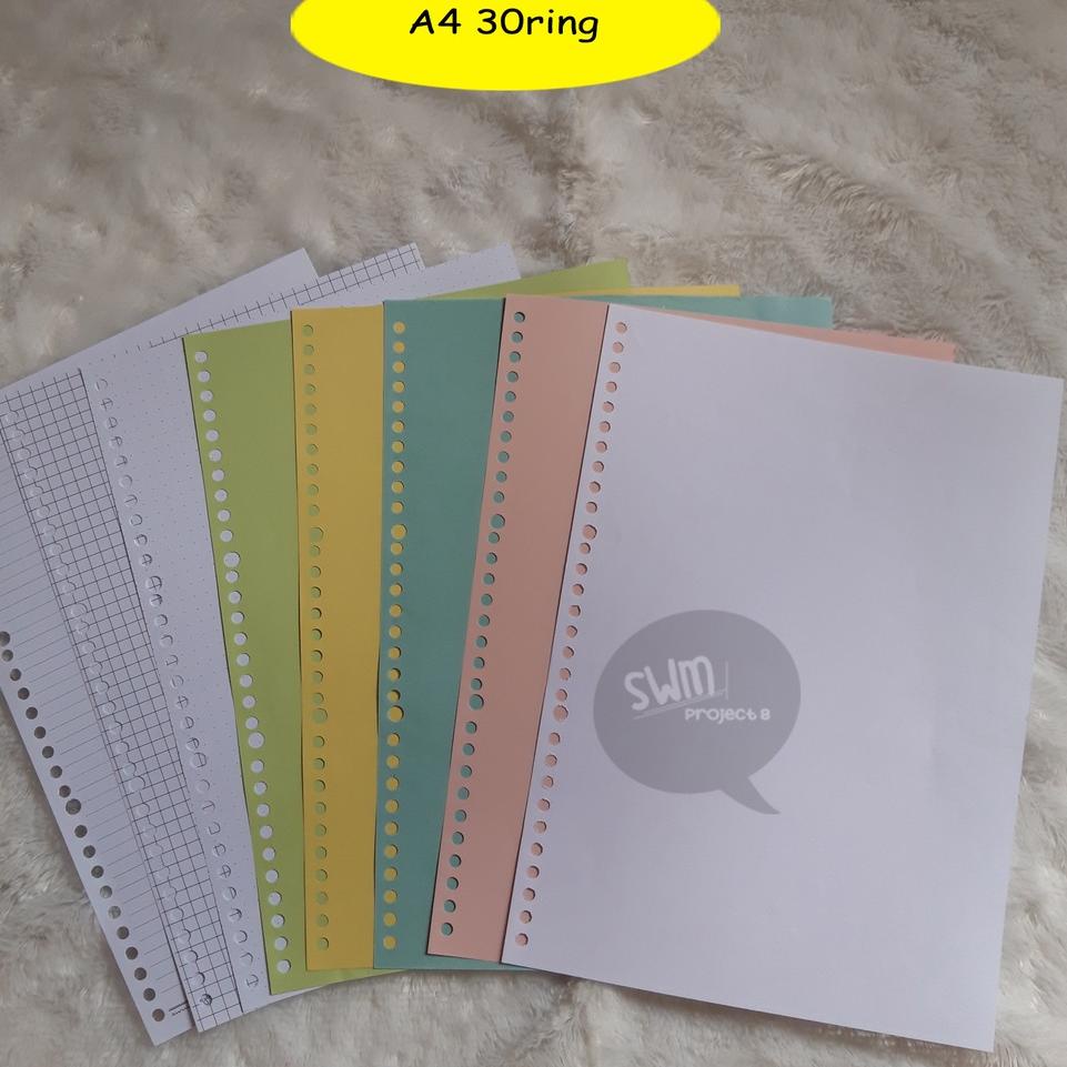

AQOB A4 30ring - isi binder refill loose leaf kertas file filler color warna polos bergaris kotak titik rbmg725