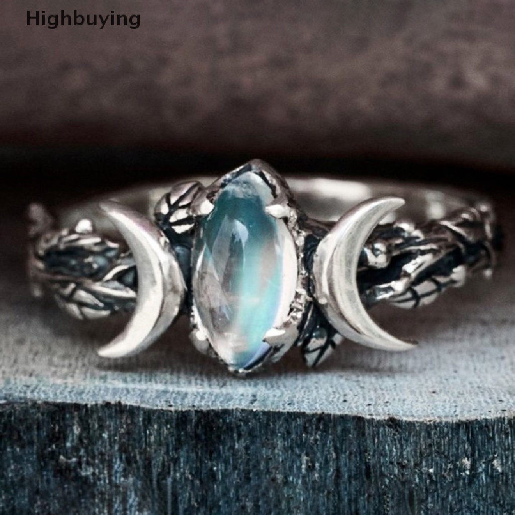 Hbid Cincin Batu Bulan Alami Gaya Vintage Bohemian Untuk Wanita