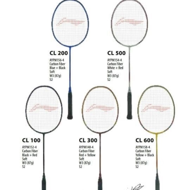 ORIGINAL Lining Chen Long Singnature Series CL 100 200 300 500 600 Raket Badminton