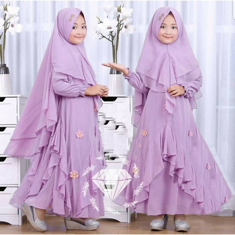 PCS SYARI KAYLA KID KR FASHION PAKAIAN ANAK PEREMPUAN BAHAN WOLFIS ADA VIDEO REVIEW PRODUK