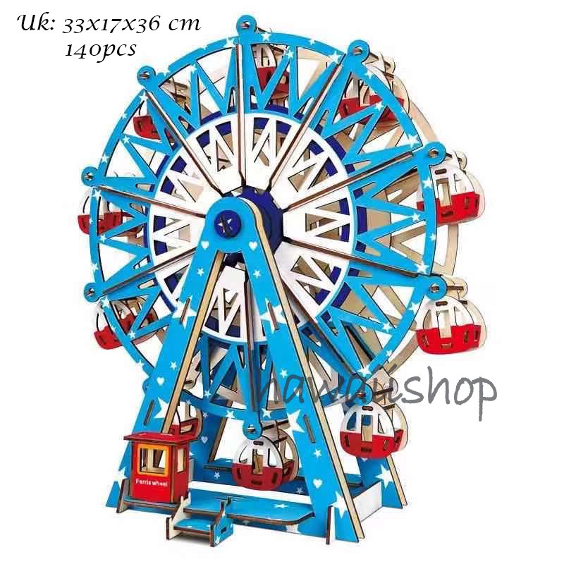 Puzzle 3D DIY bahan kayu model FERRIS WHEEL BESAR mainan puzzle edukasi anak / kado / pajangan