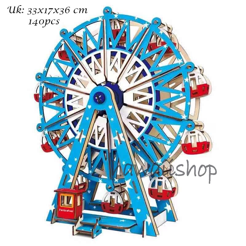 Puzzle 3D DIY bahan kayu model FERRIS WHEEL BESAR mainan puzzle edukasi anak / kado / pajangan