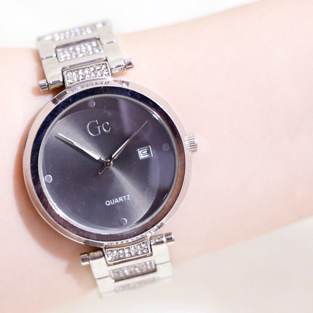 Jam tangan Pria Wanita GC unisex rantai stainless tanggal aktif premium watch fashion cewek cowok