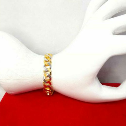 GL747H213H gelang rantai emas asli kombinasi emas putih berat 13.750 panjang 17,7 cm kadar 70% 16k