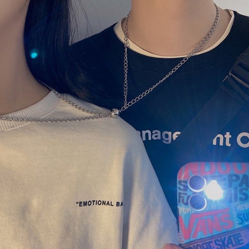 Helloladies Kalung Couple magnet pasangan / kalung aesthetic sahabat / kalung rantai magnet