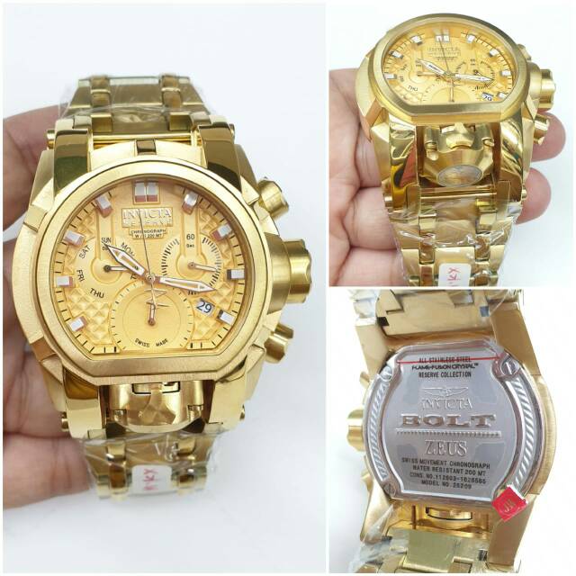 jam tangan pria INVICTA BOLT ZEUS GOLD GRADE PREMIUM AAA+
