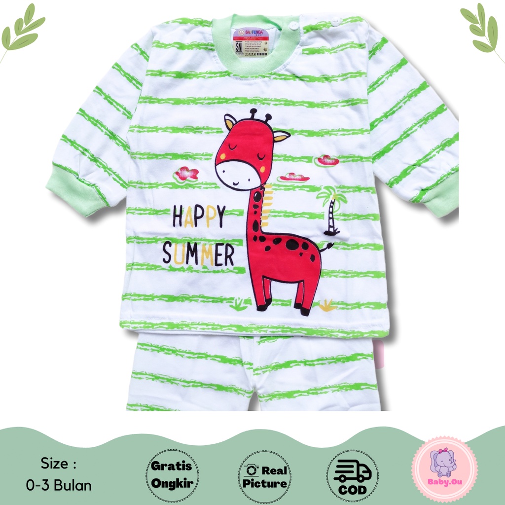 Setelan Baju Bayi Lengan Panjang Celana Panjang Motif Happy Summer / Setelan Piyama Bayi / Baju Bayi Panjang / Baju Tidur Bayi / Baby.ou_