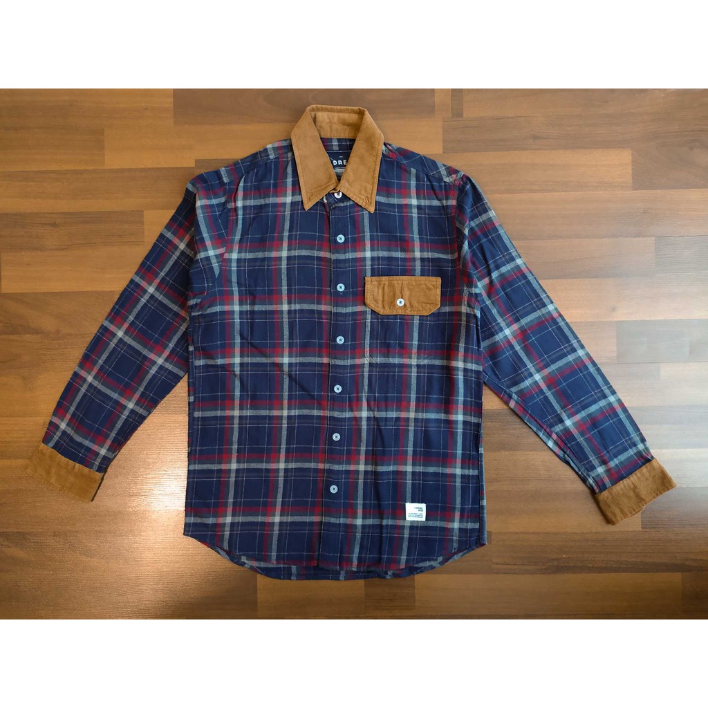 Kemeja Flannel Corduroy merk Casual Drei, Flanel Shirt Pria, Kemeja Cowok, S