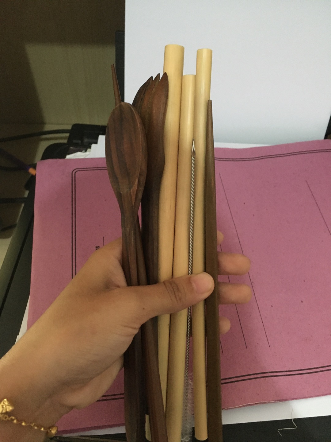 Set Alat Makan Sendok,garpu,sumpit,sedotan Korea / Jepang