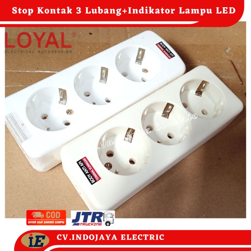 Stop Kontak 3 Lubang Colokan 3 Lubang Indikator Dengan lampu Led