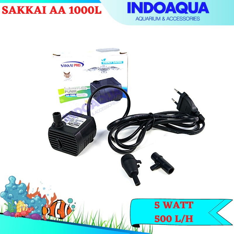 INDOAQUA - Pompa Celup Aquarium Mini Sakai Pro AA 1000L Pompa Air Terjun Aquascape