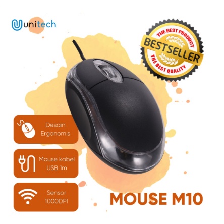 Optical Mouse Unitech M10 Black  Plus LED 800DPI