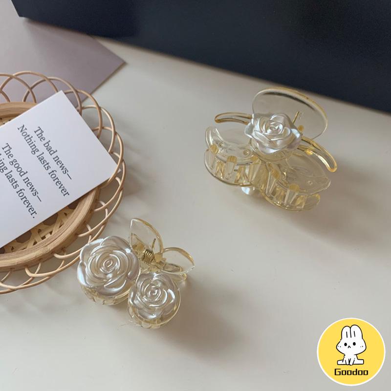 Jepit Rambut Korea Bentuk Bunga Mawar Camellia Warna Transparan Aksesoris Wanita Cepit Rambut -Doo