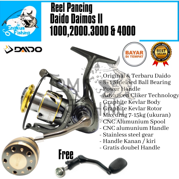 Reel Pancing Terbaru Daido Daimos 2 II 1000 (8+1 Bearing) Murah Original - Engkus Fishing