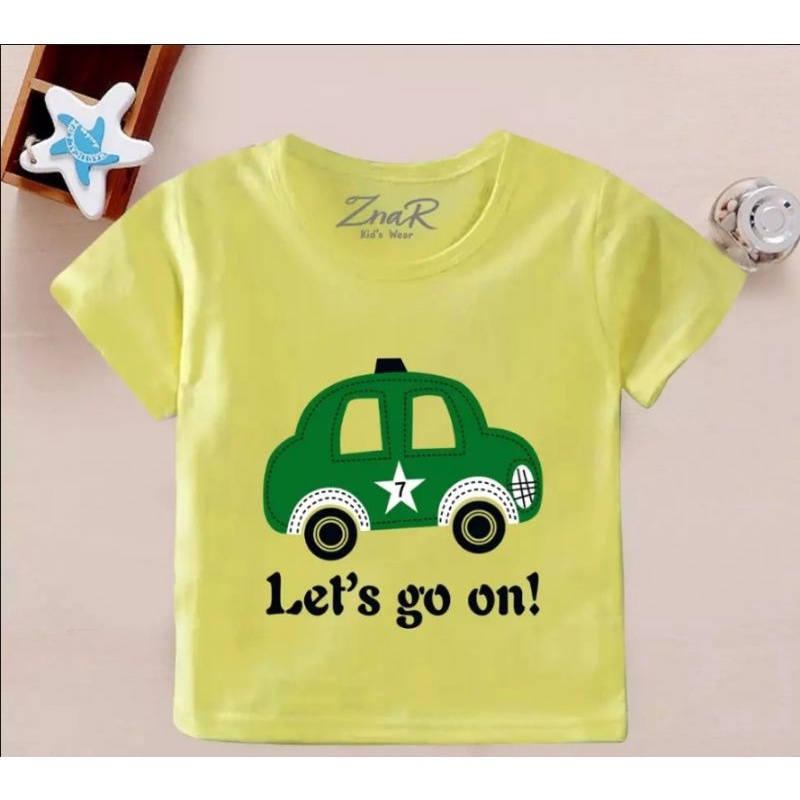 Baju bayi atasan kaos bayi usia 3-9 bulan-22 Kuning Mobil