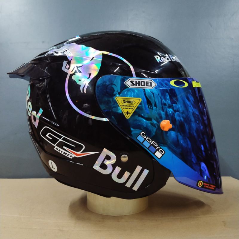 Helm Original G2 Optimax Paket Ganteng-Htm glosy kaca biru