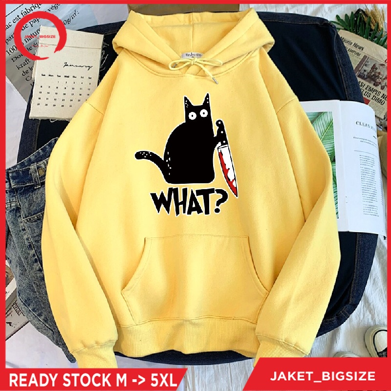 Hoodie Hodie Kucing hitam kecil dan pisau jumbo bigsize wanita ukuran m l xl xxl xxxl xxxxl xxxxxl