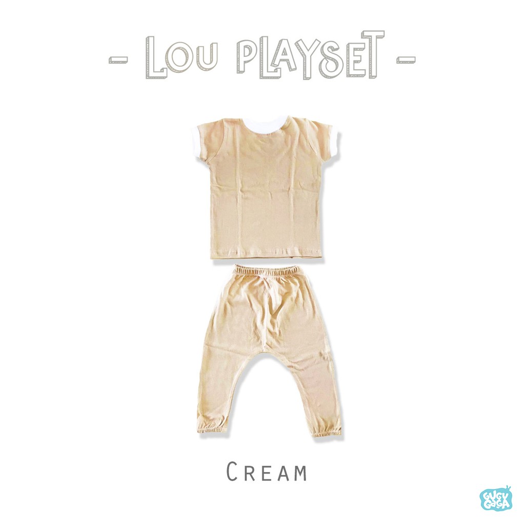 GUGUGAGA - Lou Playset - Setelan Bayi Anak | Custom Nama-Cream