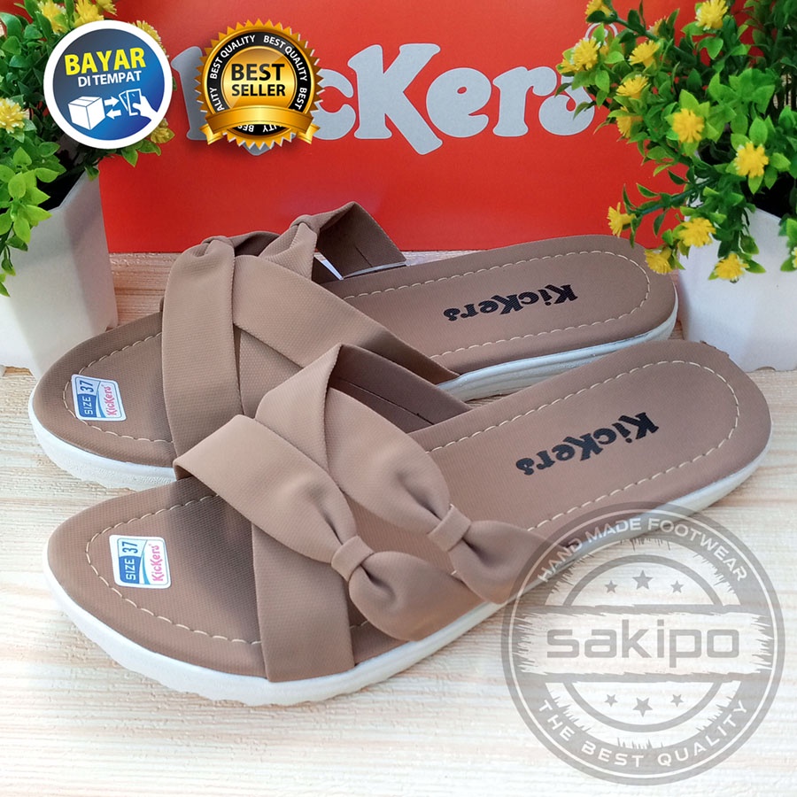 PROMO 6.6 SHOPEE MALL GREAT SALE MURAH LEBAY !! SANDAL SLOP WANITA KICKERS SALEM / SANDAL REMAJA SLOP PITA  KICKERS / SAKIP0-Kopi Susu