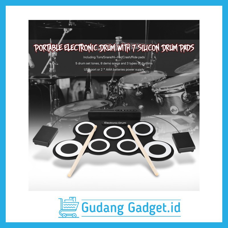 Electronic Digital Drum Kit 7 Pads Roll Up USB Power Ammoon drum elektrik portable G3002 g3003 Grab