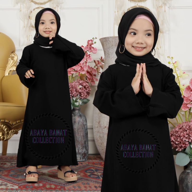 Banat Abaya Exclusive Gamis Arab Saudi Hitam Bordir Turki Umroh Turkey Anak Polos