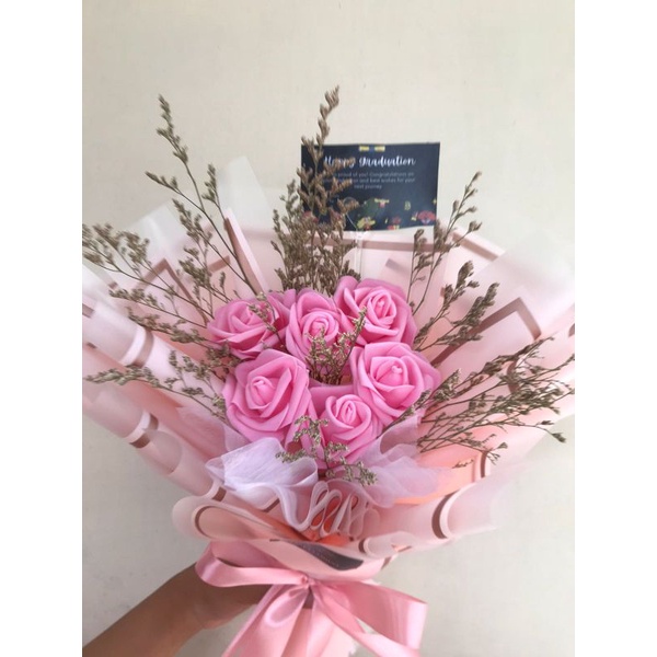 BUKET BUNGA ARTIFICIAL MIX SIZE L/BUKET BUNGA PALSU/ BUKET BUNGA MAWAR MATAHARI/ANNIVERSARY WISUDA