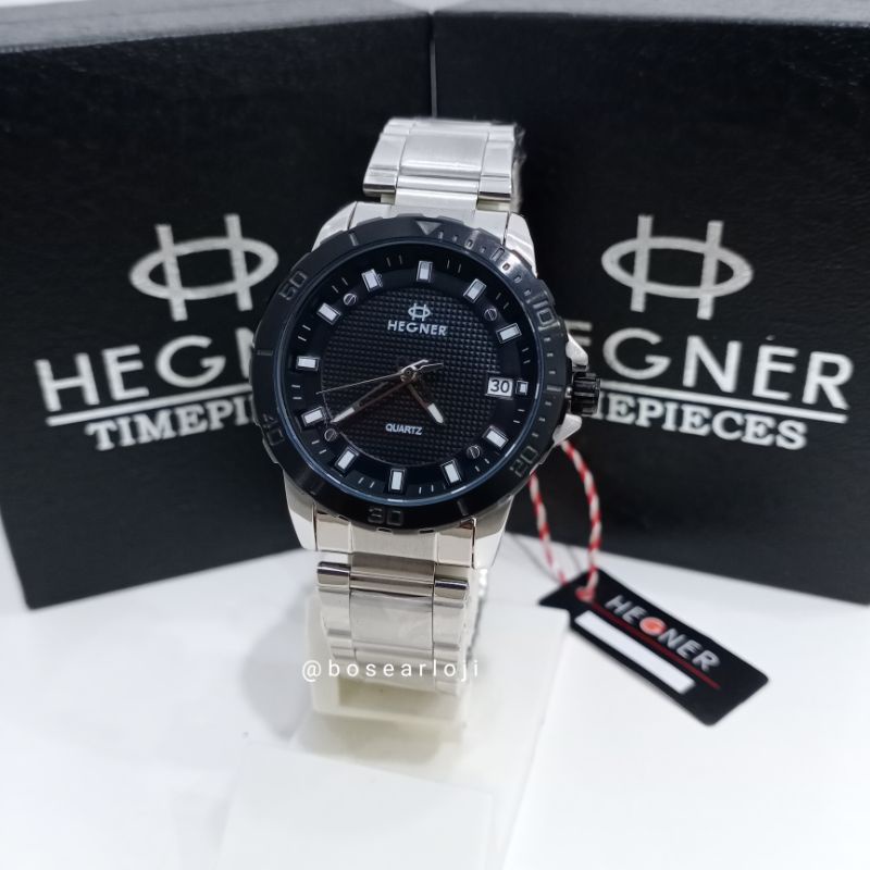 JAM TANGAN WANITA HEGNER HW5034L BLACK DIAL ORIGINAL