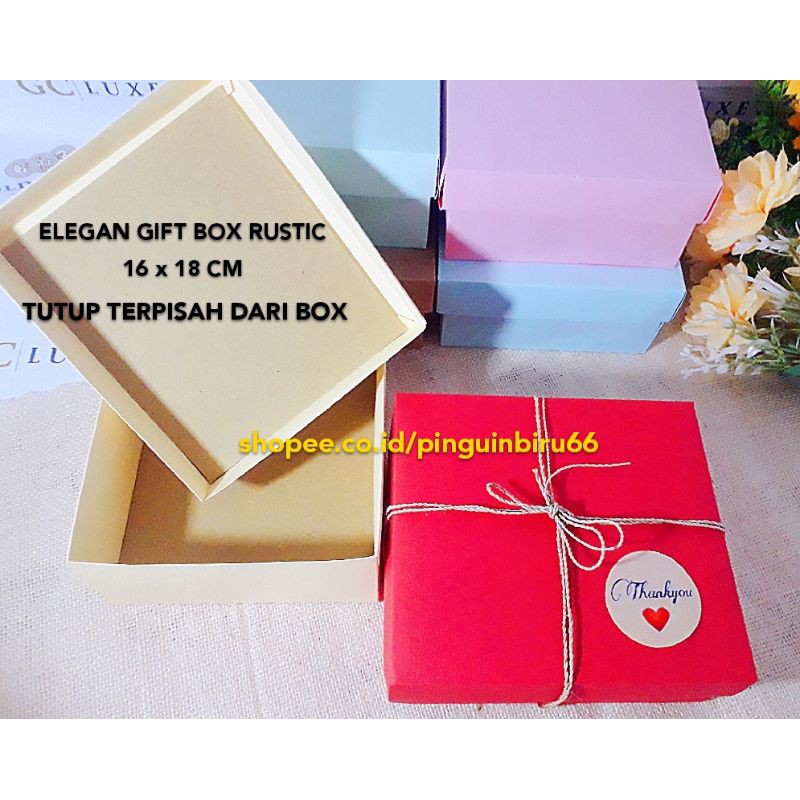 

GIFT BOX RUSTIC ELEGAN 16x18x7 cm + Thankyou sticker (FREE TALI RAMI 2.5 m)