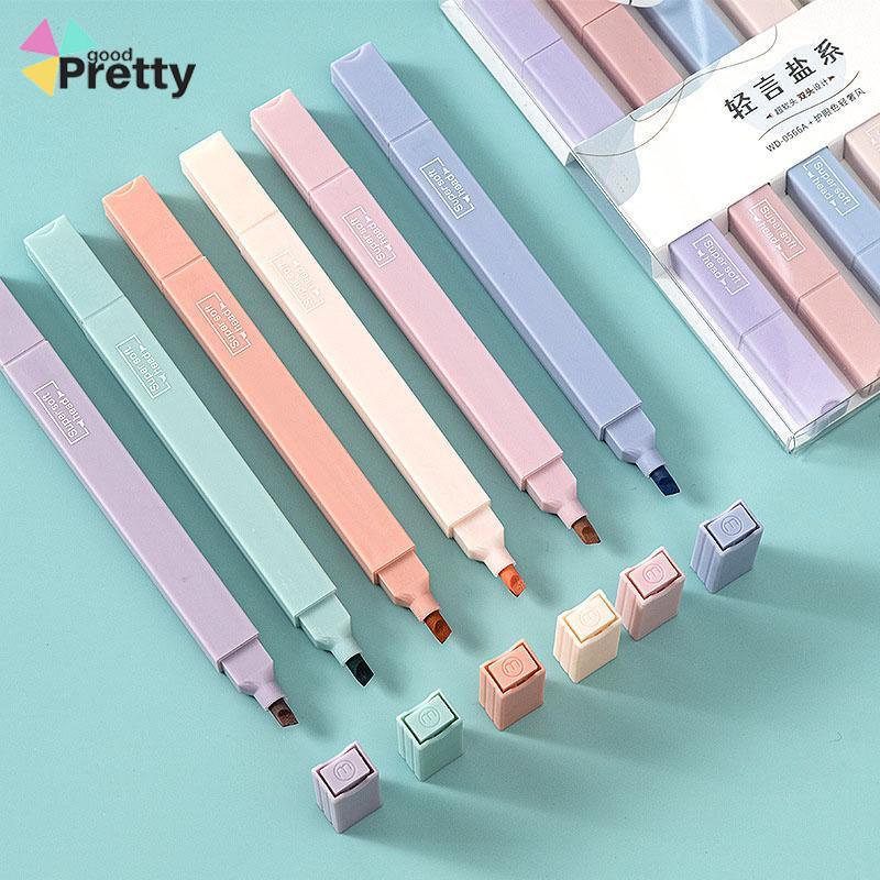 Morandi 6 Pcs/set Berwarna Neon Pena Kepala Ganda Pena Stabilo Seni Spidol Siswa Spidol Anak Alat Tulis - PD