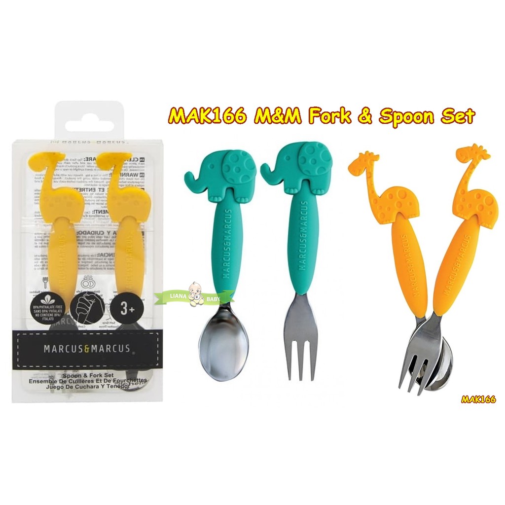 MAK166 M&amp;M MARCUS AND MARCUS FORK &amp; SPOON SET SENDOK GARPU MAKAN ANAK 3+ (181106)