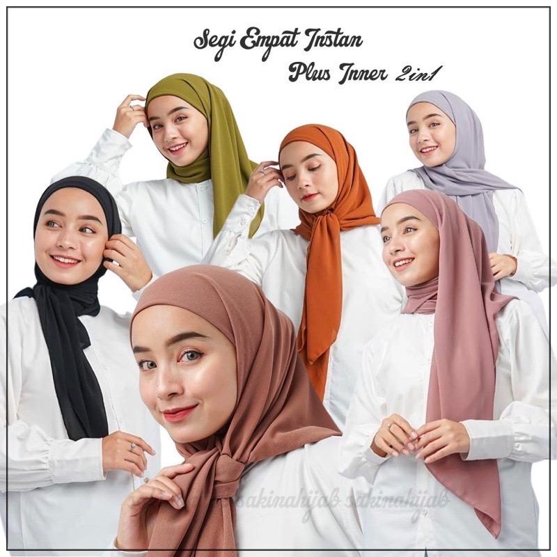 HIJAB SEGIEMPAT  INNER 2 IN 1 DOUBLE LAYER / JILBAB SEGIEMPAT INSTAN INNER 2 IN 1 DOUBLE LAYER TERMU