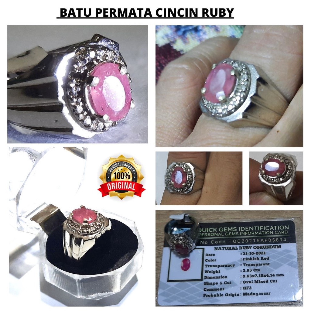 Batu Permata Cincin Zamrud Emerald Ruby Sapphere Safir Asli 100% Original 101114