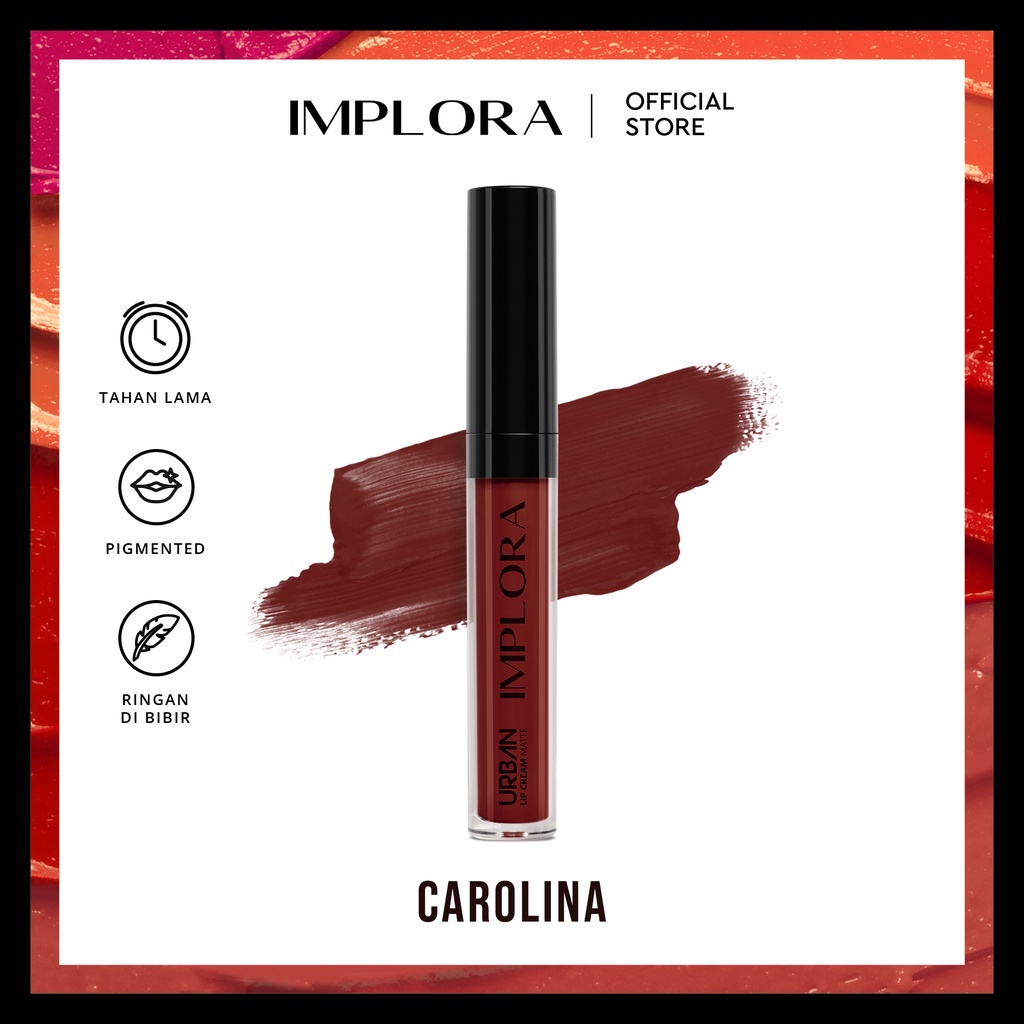 IMPLORA Urban Lip Cream Matte Original BPOM - Best Seller Kosmetik Lipcream Surabaya-19 Carolina