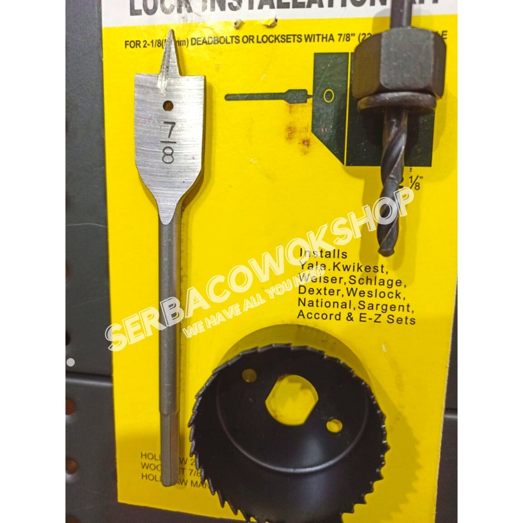 Mata Bor Pintu Lock Installation Kit Pelubang Handle Pintu 3 Pcs Termurah Berkualitas