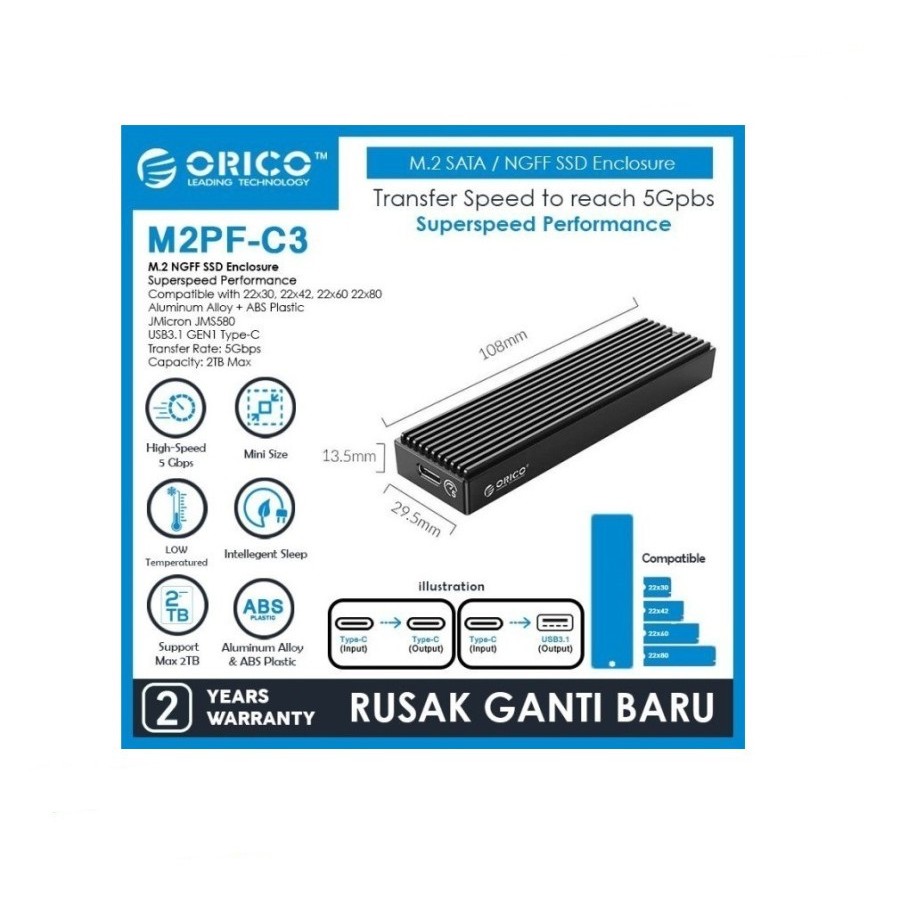 ORICO M2PF-C3 (Type-C Mini M.2 SATA SSD Enclosure)