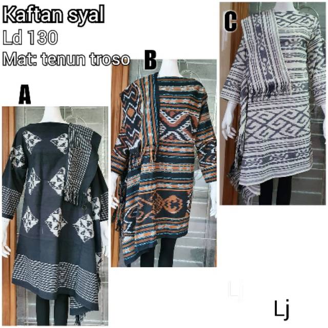 Kaftan syal ori tenun troso batik modern