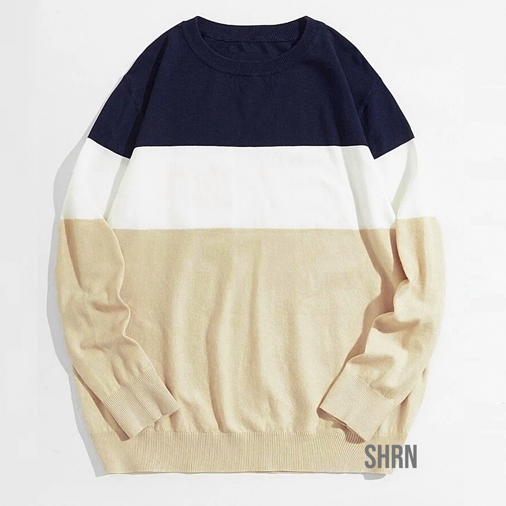 Sweater Baju Hangat Bahan Rajut Premium Pria Dewasa Terlaris Kekinian Kerah Bulat O Neck