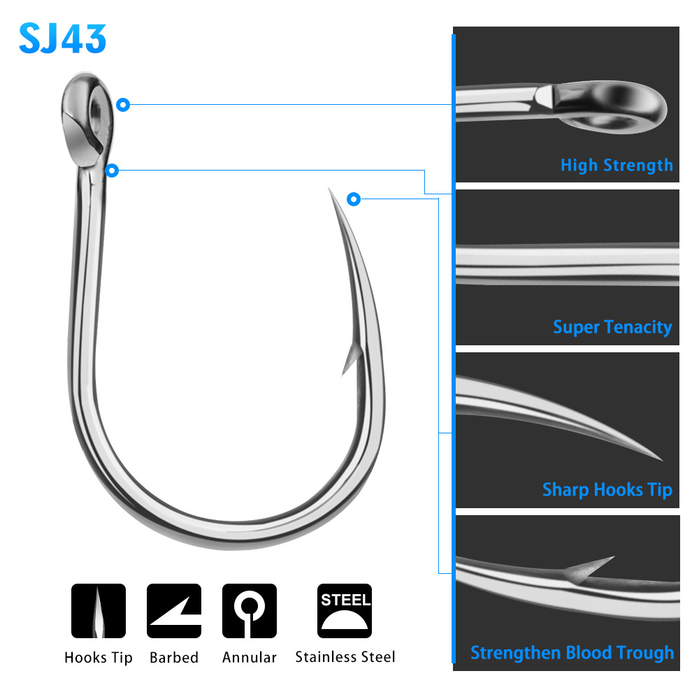 Sea Fishing Stainless Steel Hook Dengan Kait Hoop Berduri Kait Kapal Korosi Anti Air Laut Pengait Plat Besi