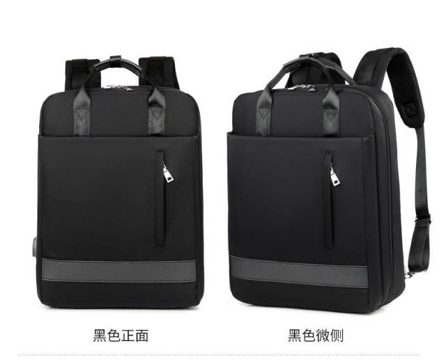 Tas Laptop Backpack Ransel Waterproof 14 15 inch with USB Port - black