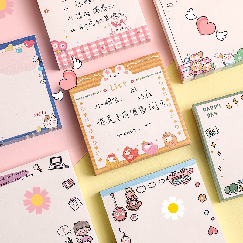 80 Pcs/set Japanese Style Cute Girl Cartoon Colorful Pattern Thicken Student Sticky Note for School Office Supplies