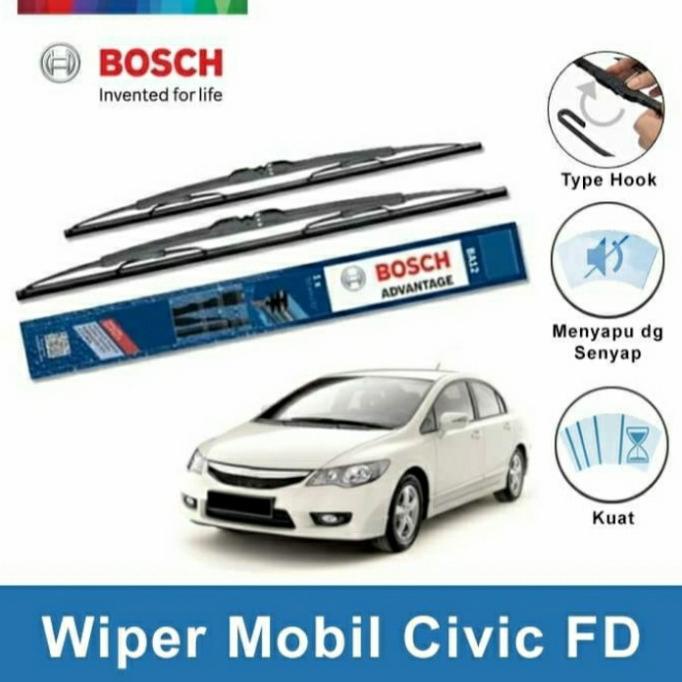 Sparepart Mobil Wifer Original BOSCH Honda Civic FD Karet Wiper Kaca Depan Mobil 2pcs