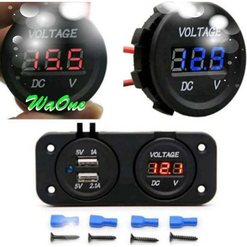 Dual USB Charger Plus Volt Meter