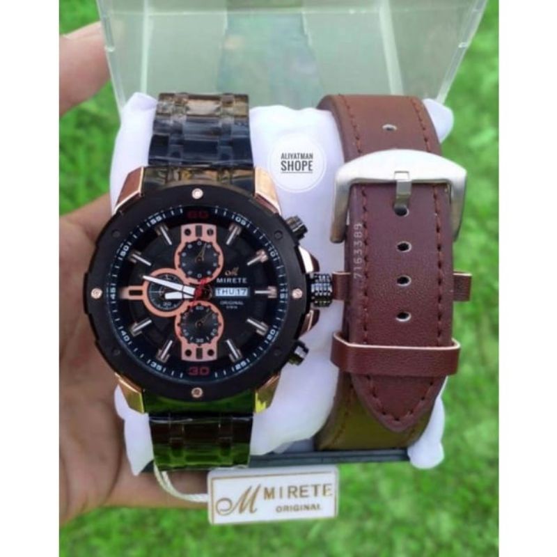 (mirete sport) jam tangan pria mirere free box dan tali kulit tahan air rantai stainlis model analog, jam tangan pria kasual sport termurah dan terlaris, jam tangan pria keren, jam tangan pria bayar di tempat