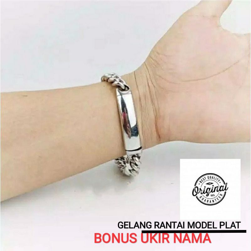 GELANG RANTAI BAJA TITANIUM PRIA ANTI KARAT/GELANG RANTAI TITANIUM PRIA MODEL PLAT