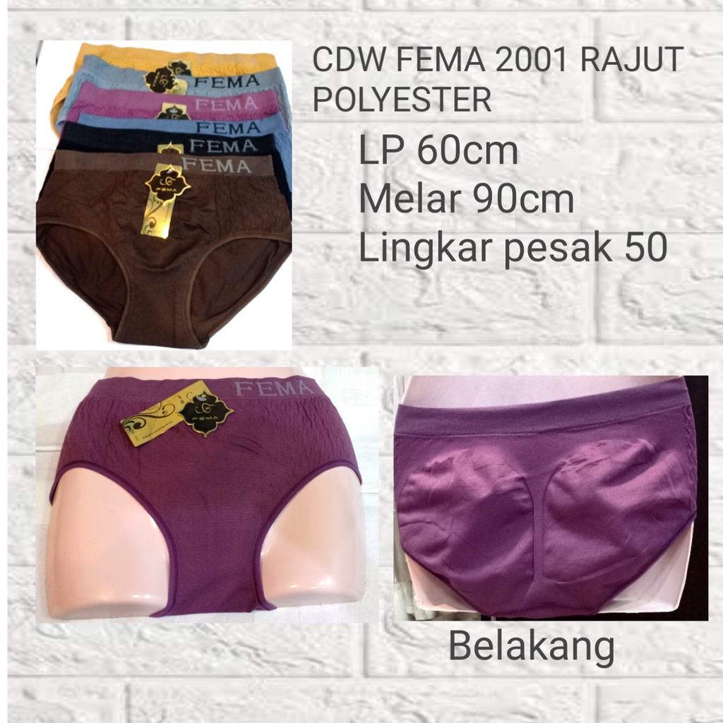 celana dalam wanita fema rajut all size kecil fit to L bahan tebal sangat nyaman di pakai kuat tahan lama