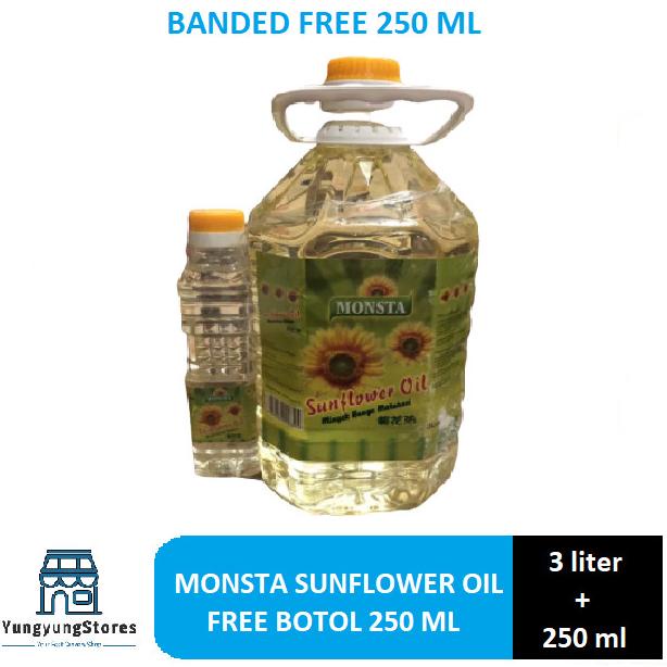 

Minyak Bunga Matahari Sunflower Oil Monsta 3 L + 250 ml